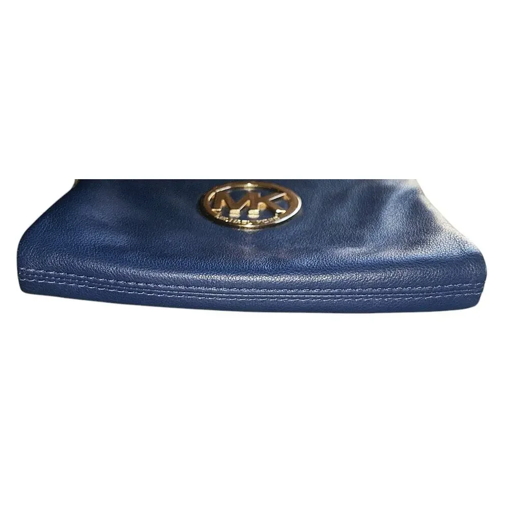 Michael Kors Fulton Cadet Blue Leather Crossbody Bag Authenticated
